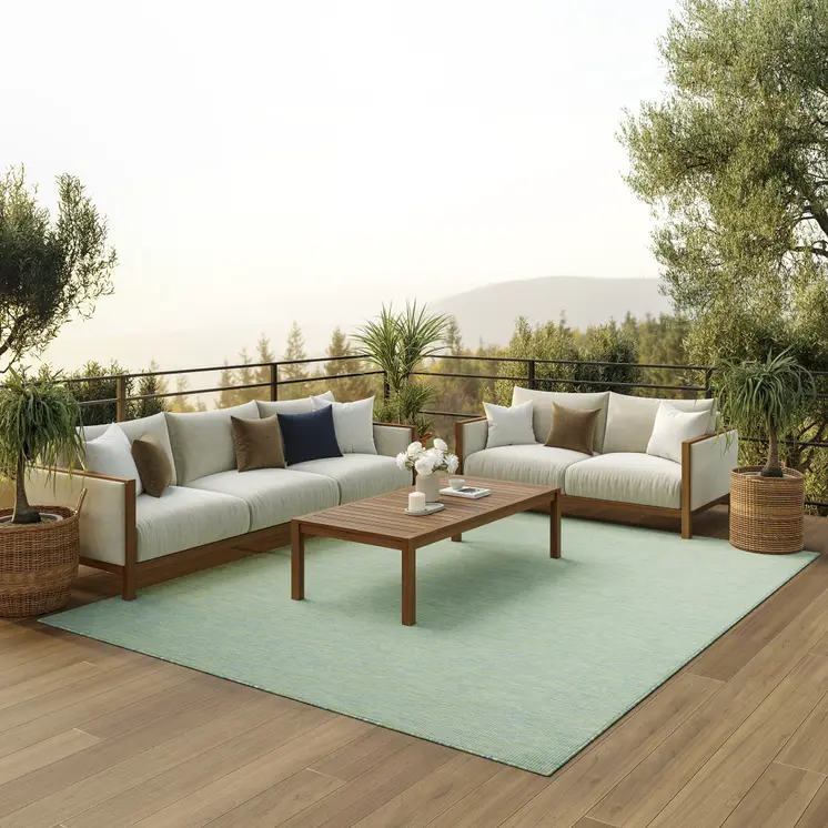 8' X 10' Blue And Green Indoor Outdoor Area Rug