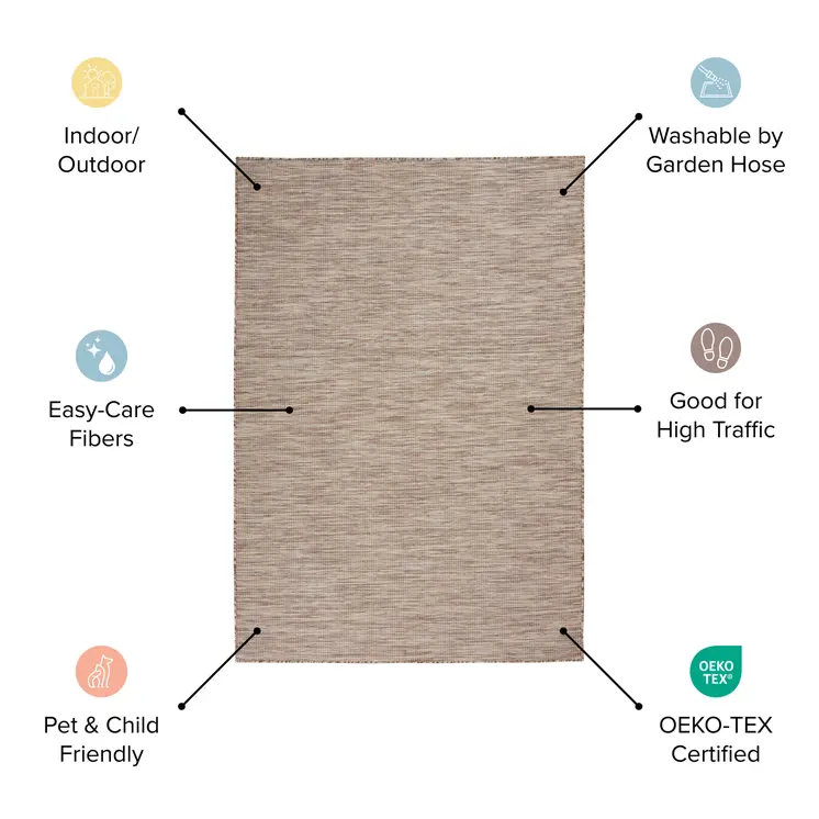 6' Blue Round Power Loom Area Rug