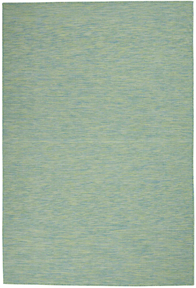 5' X 7' Blue and Green Indoor Outdoor Area Rug
