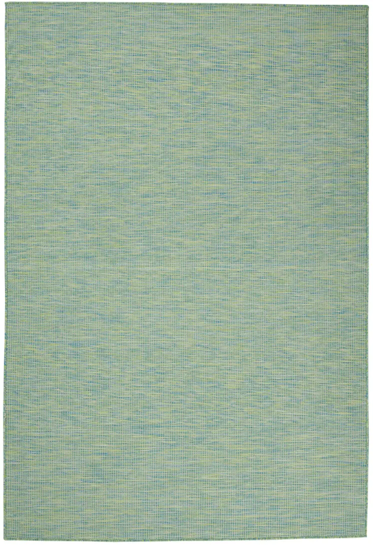 5' X 7' Blue and Green Indoor Outdoor Area Rug