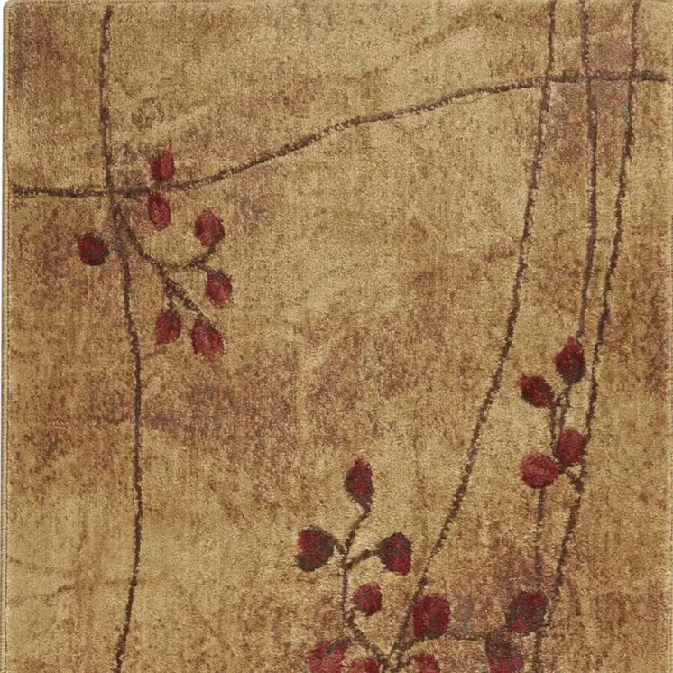 8' Brown Floral Power Loom Runner Rug