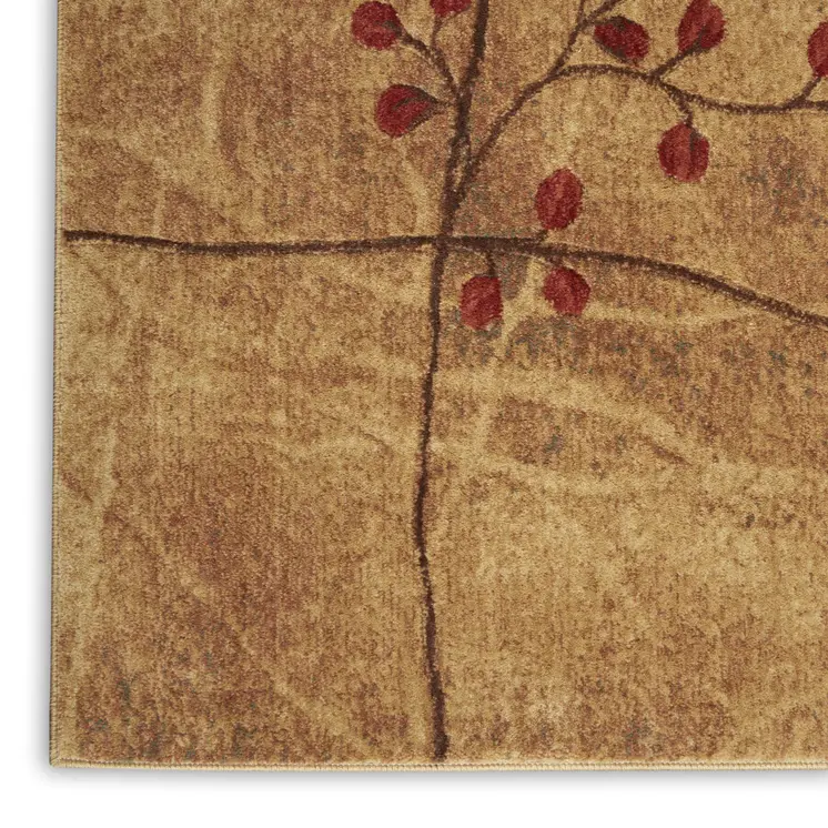 7' X 10' Brown Floral Power Loom Area Rug