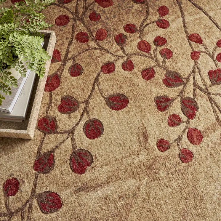 7' X 10' Brown Floral Power Loom Area Rug