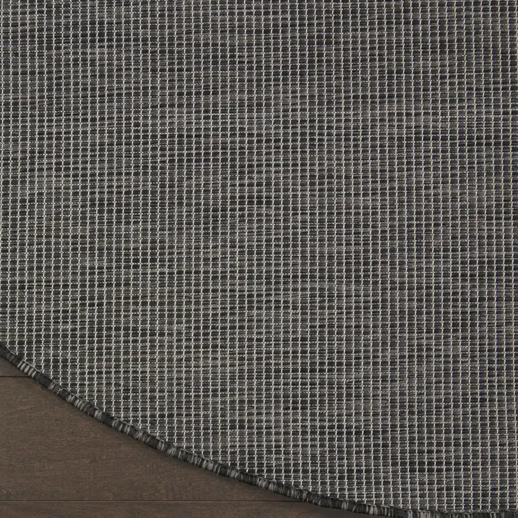 8' Charcoal Round Power Loom Area Rug