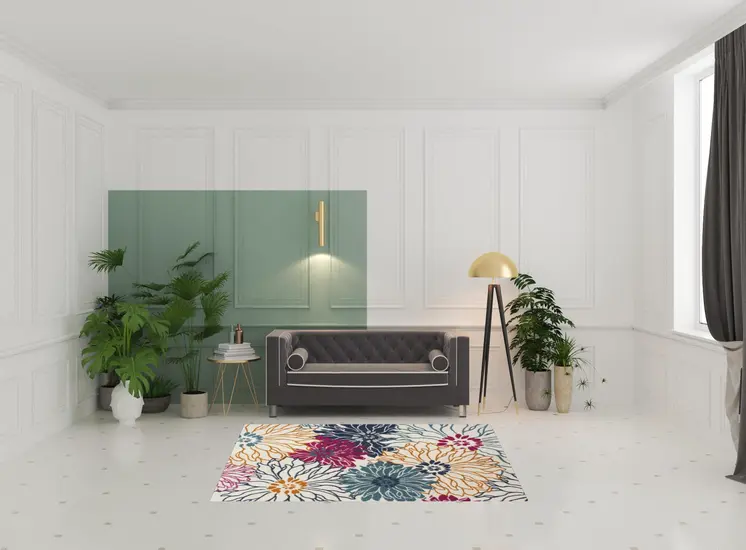 5' X 7' Cream Floral Power Loom Area Rug
