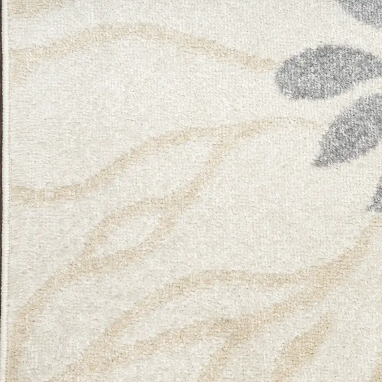 8' X 10' Ivory Gray And Blue Floral Area Rug