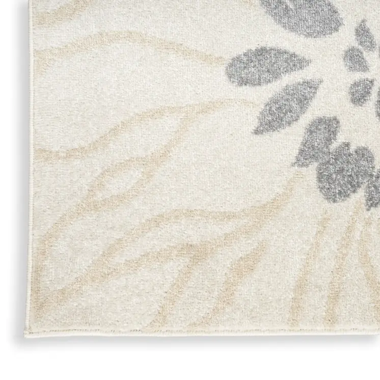 8' X 10' Ivory Gray And Blue Floral Area Rug