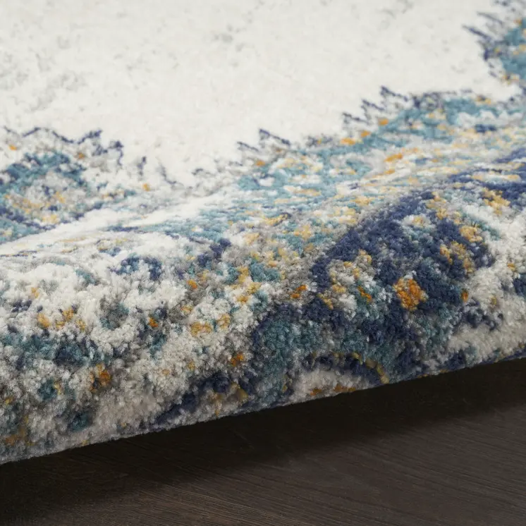5' X 7' Cream Floral Power Loom Distressed Area Rug