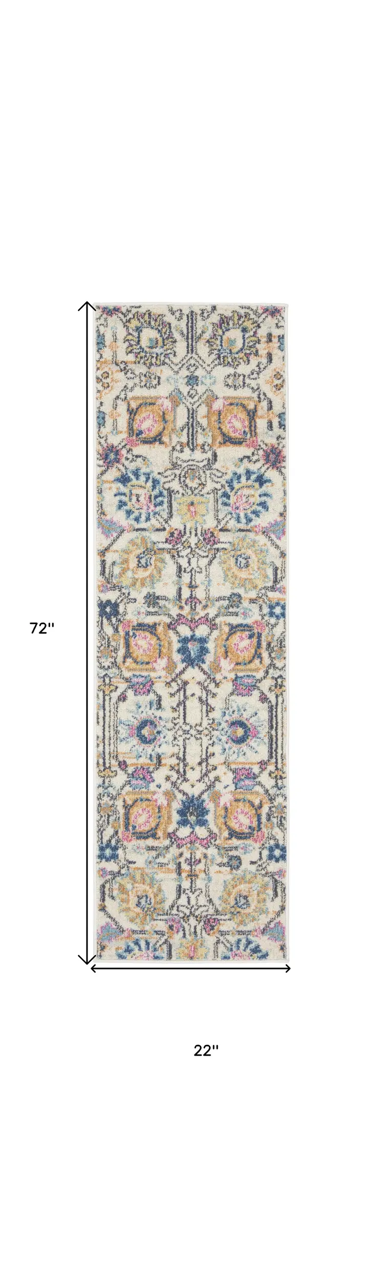 6' Cream Floral Power Loom Runner Rug