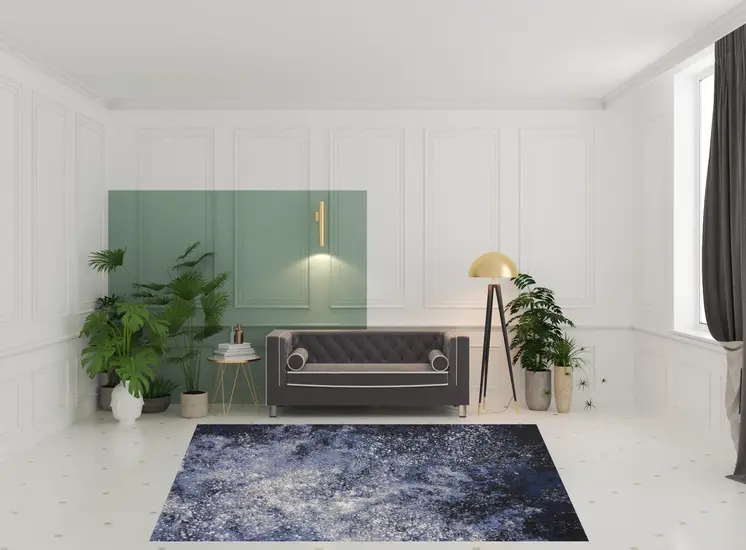8' X 10' Light Blue Abstract Power Loom Distressed Area Rug