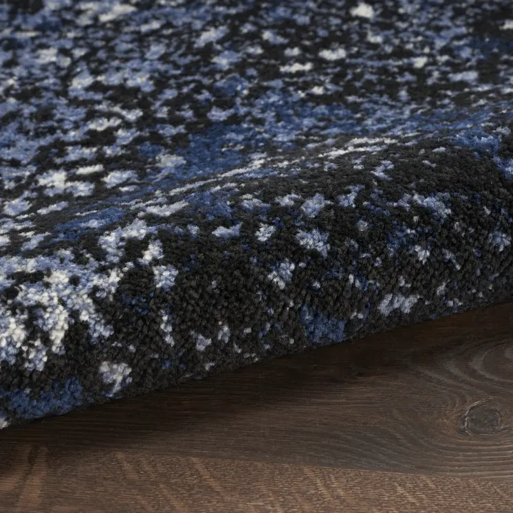 8' X 10' Light Blue Abstract Power Loom Distressed Area Rug