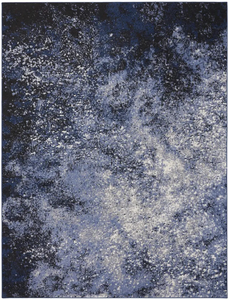 8' X 10' Light Blue Abstract Power Loom Distressed Area Rug