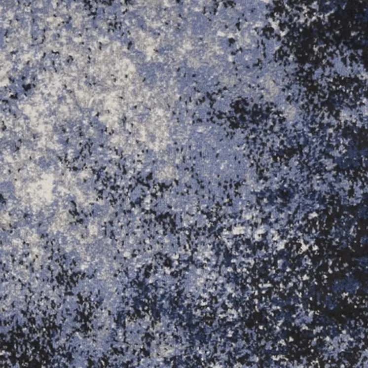 10' Blue And Ivory Abstract Distressed Runner Rug