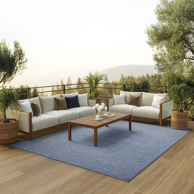 8' X 10' Navy Blue Indoor Outdoor Area Rug