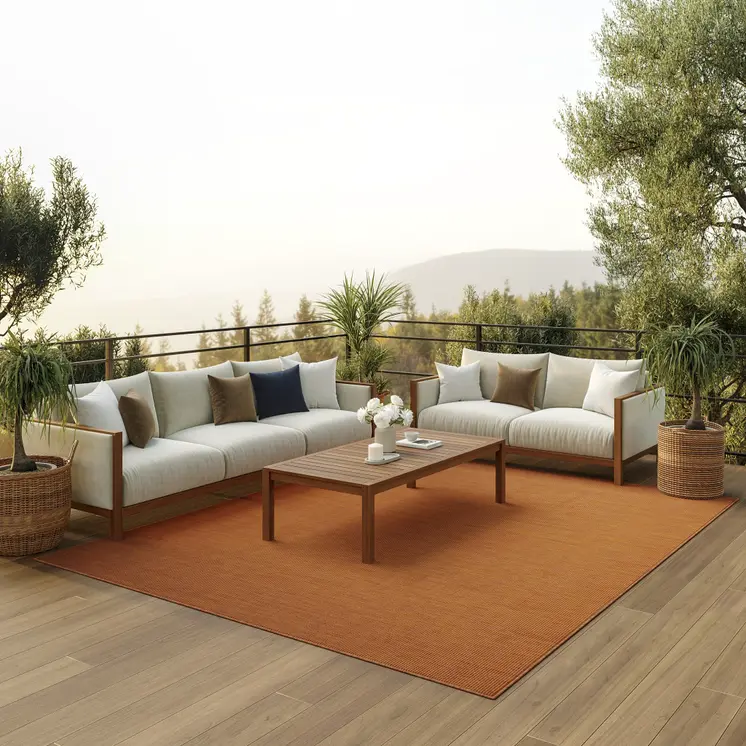 8' X 10' Terra Cotta Indoor Outdoor Area Rug