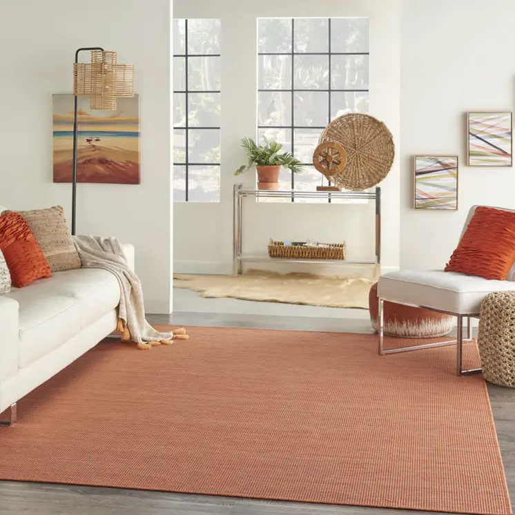8' X 10' Terra Cotta Indoor Outdoor Area Rug