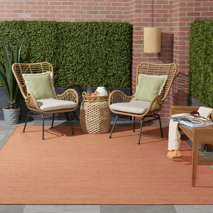 7' X 10' Terracotta Indoor Outdoor Area Rug