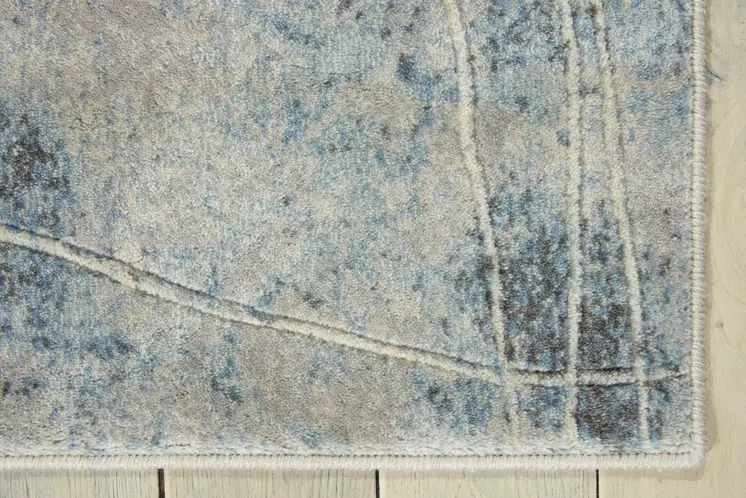 6' Blue Floral Runner Rug