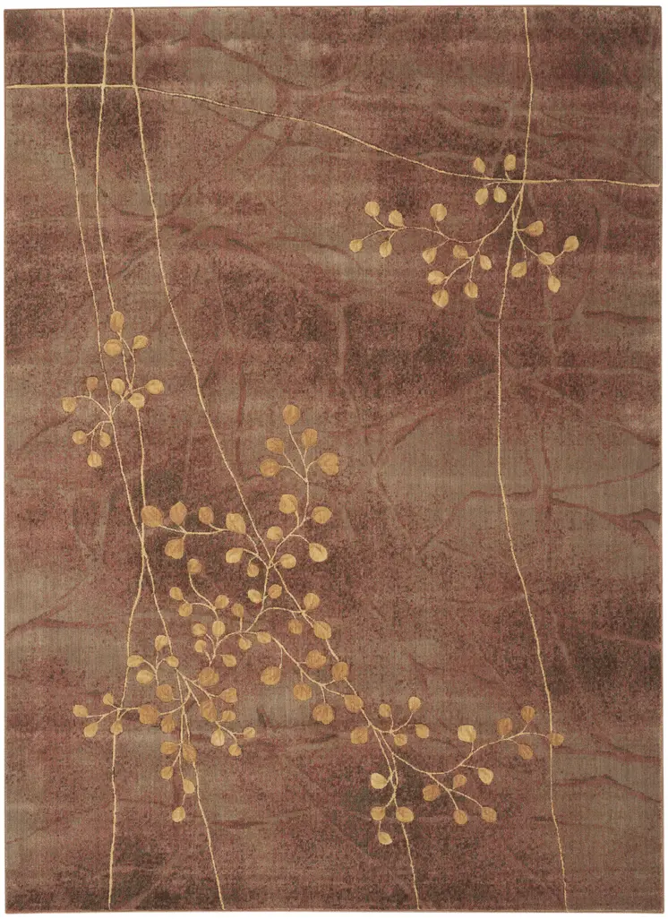 8' X 11' Brown Floral Power Loom Non Skid Area Rug