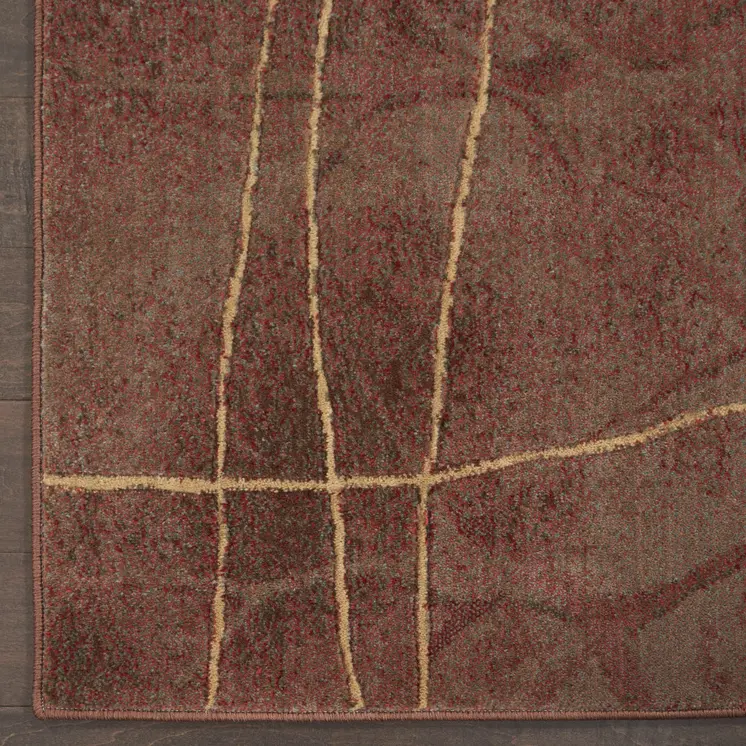 5' X 8' Brown Floral Power Loom Area Rug