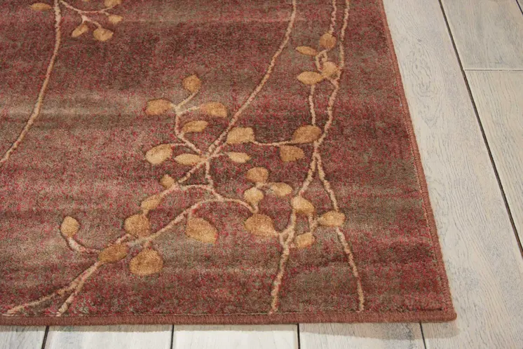 2' X 3' Brown Floral Power Loom Area Rug