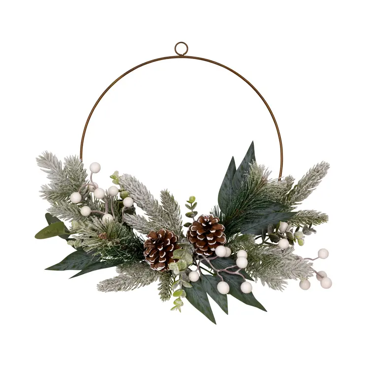 19" Faux Greenery And Pinecone Wreath