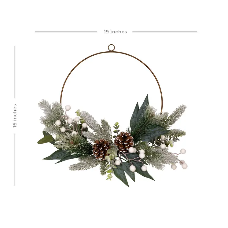 19" Faux Greenery And Pinecone Wreath