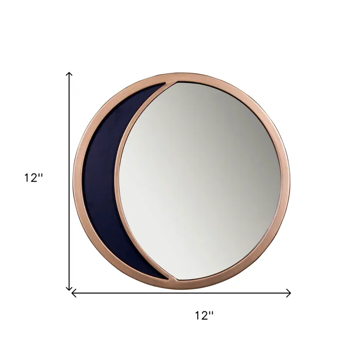 12" Bronze and Black Round Metal Framed Accent Mirror