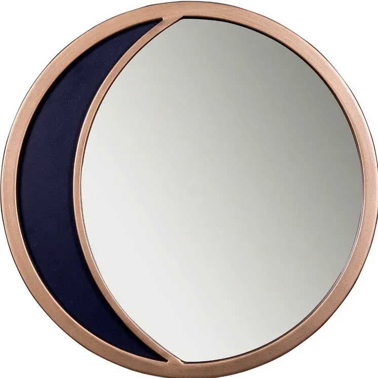 12" Bronze and Black Round Metal Framed Accent Mirror