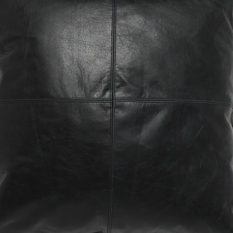 22" Black Leather Feather Throw Pillow