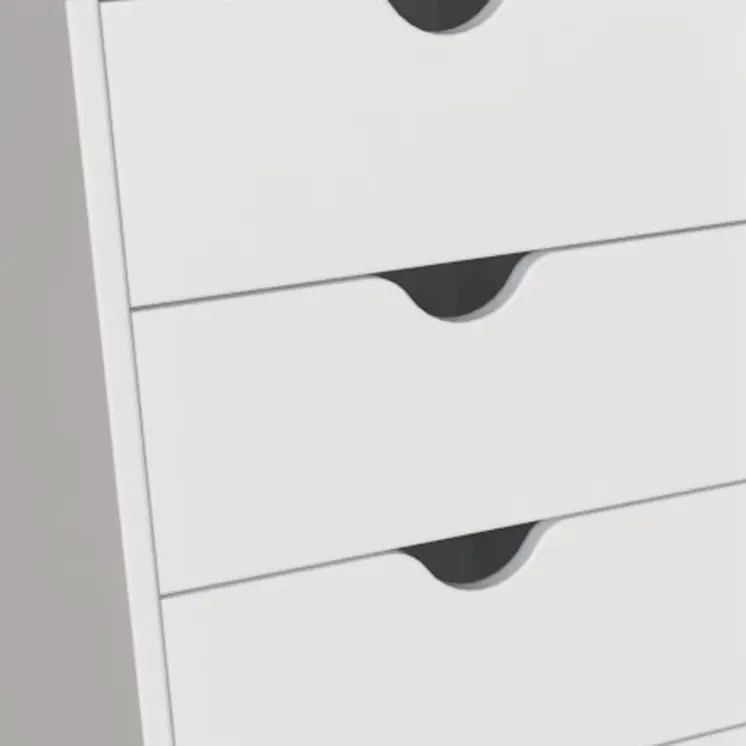 16" White Solid Wood Five Drawer Lingerie Chest