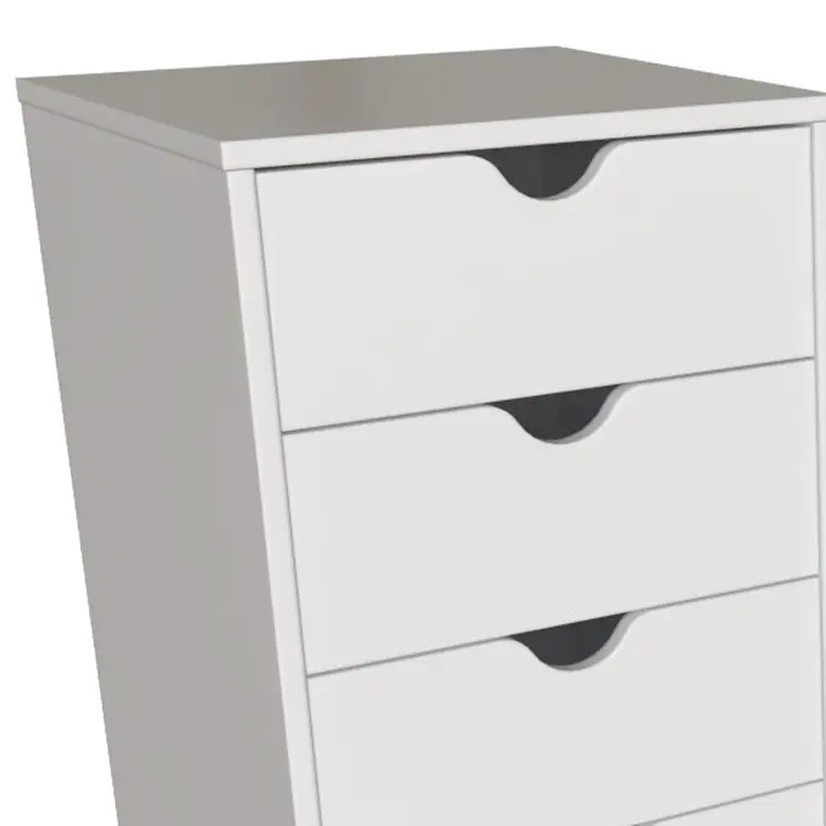 16" White Solid Wood Five Drawer Lingerie Chest