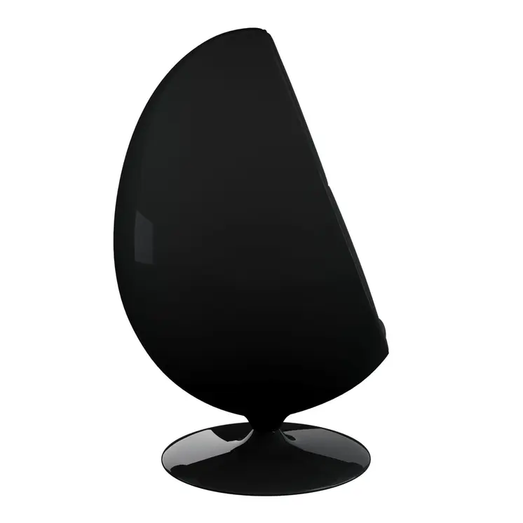 35" Black Fiberglass And Wool Swivel Egg Chair