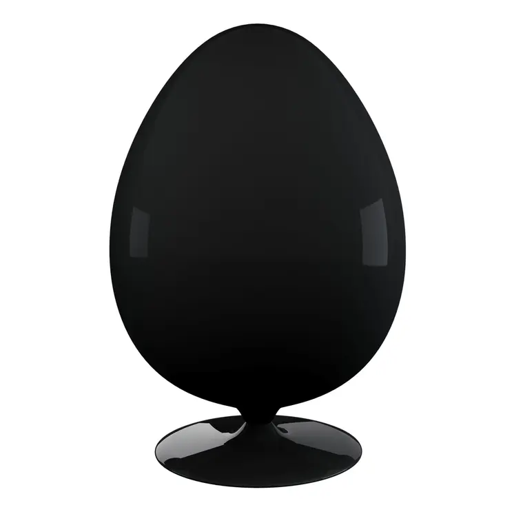 35" Black Fiberglass And Wool Swivel Egg Chair