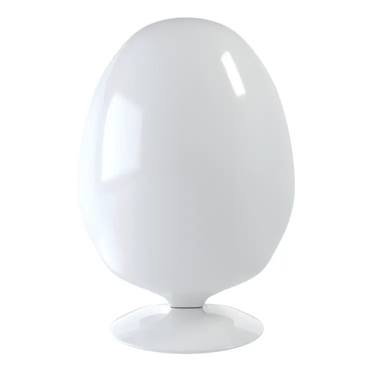 38" White And Red Fiberglass And Wool Swivel Egg Chair With Ottoman