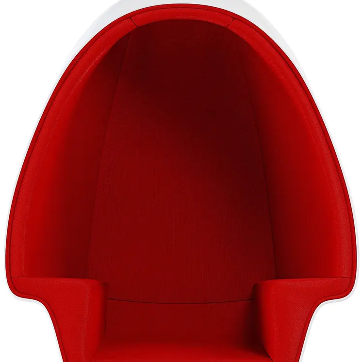 38" White And Red Fiberglass And Wool Swivel Egg Chair With Ottoman