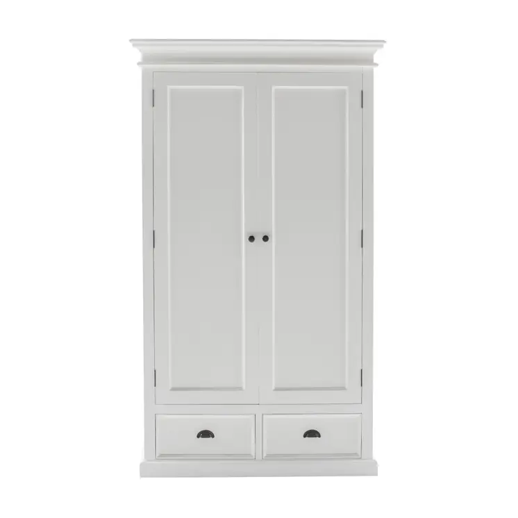 43" Off White Solid Wood Two Drawer