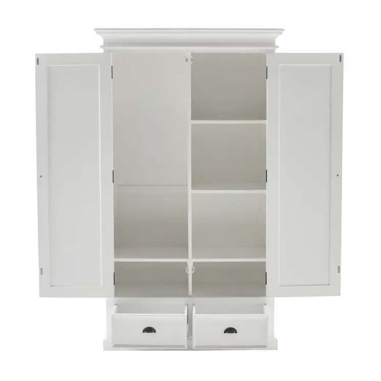 43" Off White Solid Wood Two Drawer