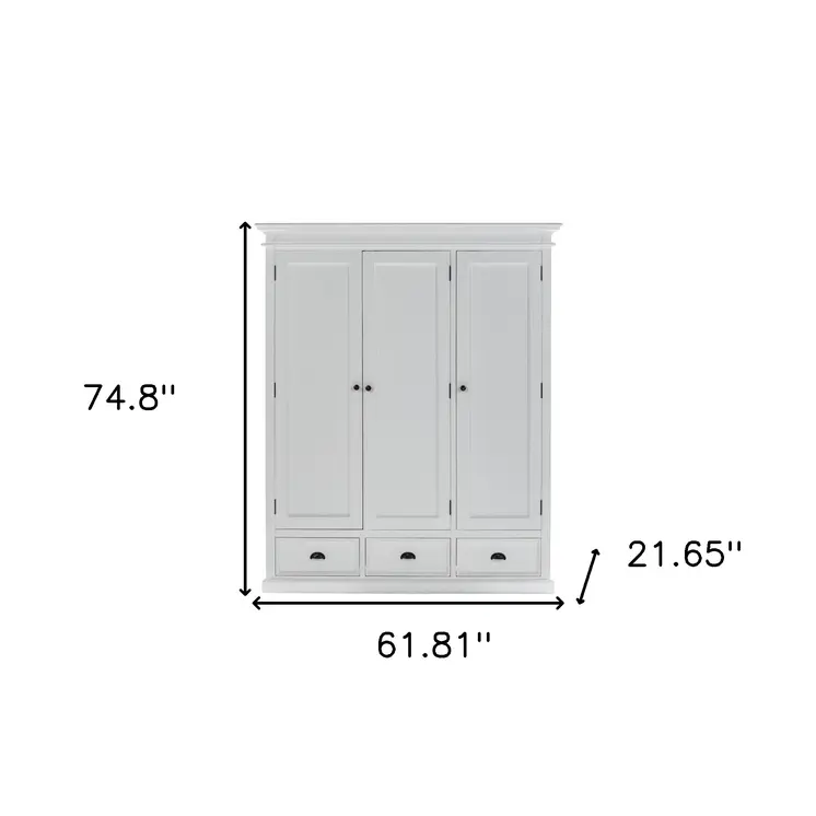 62" Off White Solid Wood Frame Standard Curio Cabinet With Six Shelves
