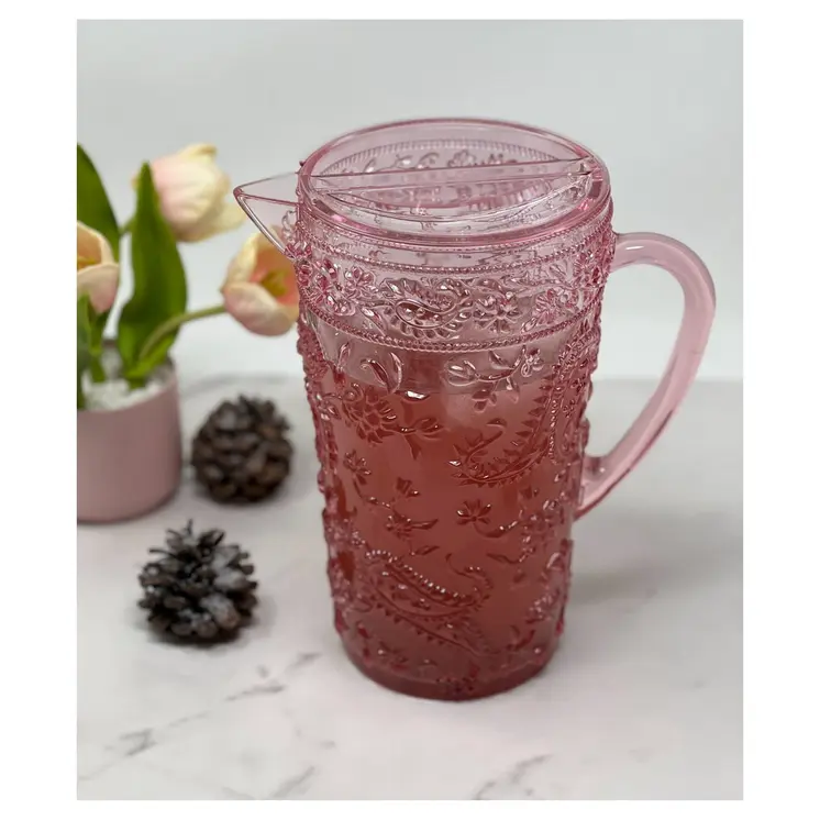 2.5 Quart Pink Paisley Acrylic Pitcher