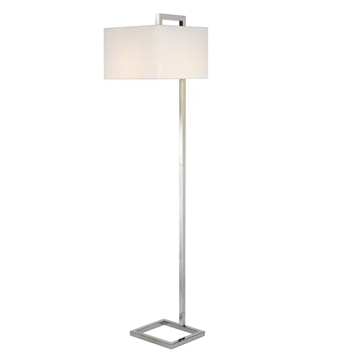 68" Nickel Floor Lamp With White Frosted Glass Rectangular Shade