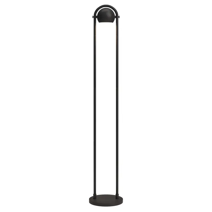 64" Black Column Floor Lamp With Black Globe Shade