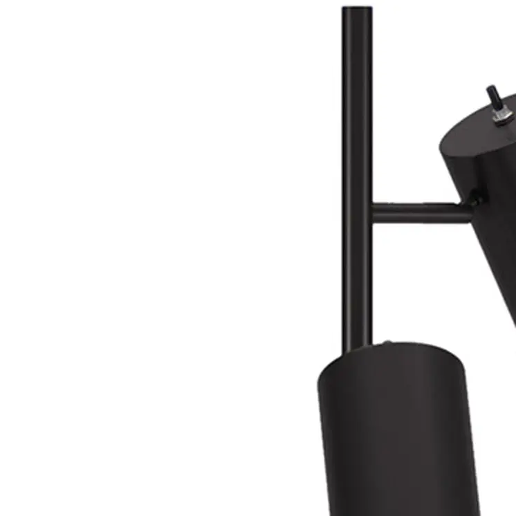 65" Black Three Light Tree Floor Lamp With Black Metal Drum Shade