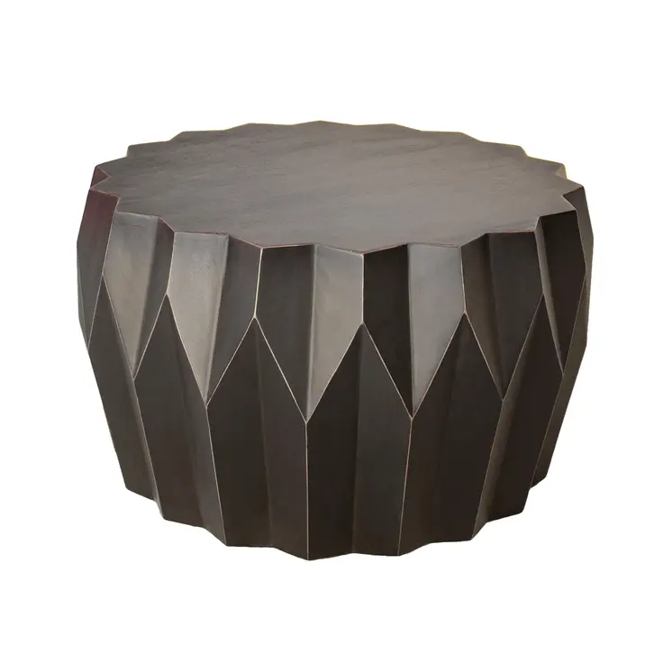 29" Black Solid Wood Round Coffee Table