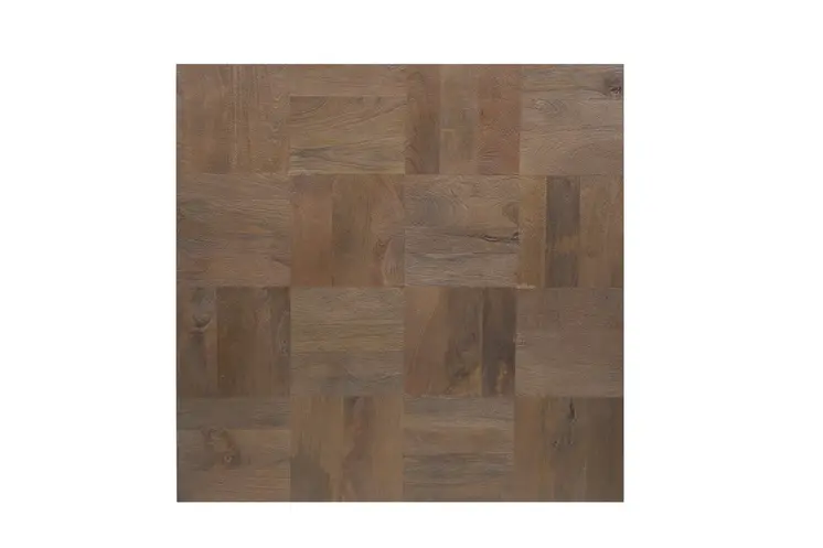 40" Dark Brown and Black Solid Wood Square Block Coffee Table