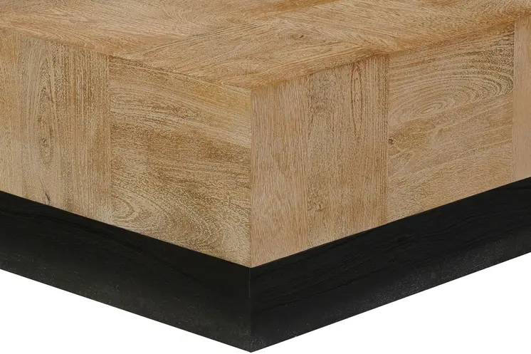 40" Brown and Black Solid Wood Square Block Coffee Table