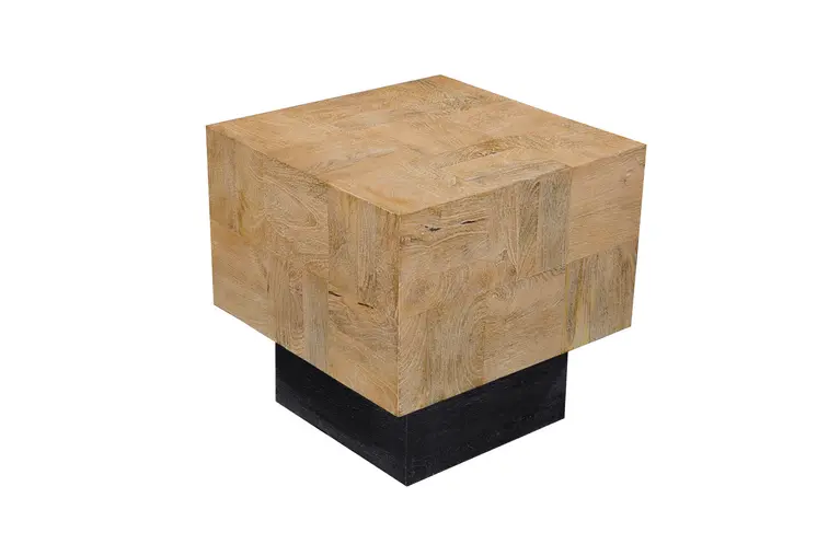 22" Black And Brown Solid Wood Square End Table