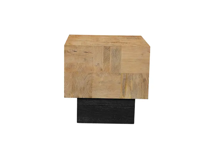 22" Black And Brown Solid Wood Square End Table