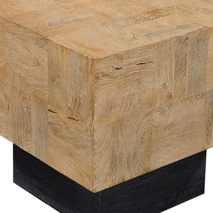 22" Black And Brown Solid Wood Square End Table