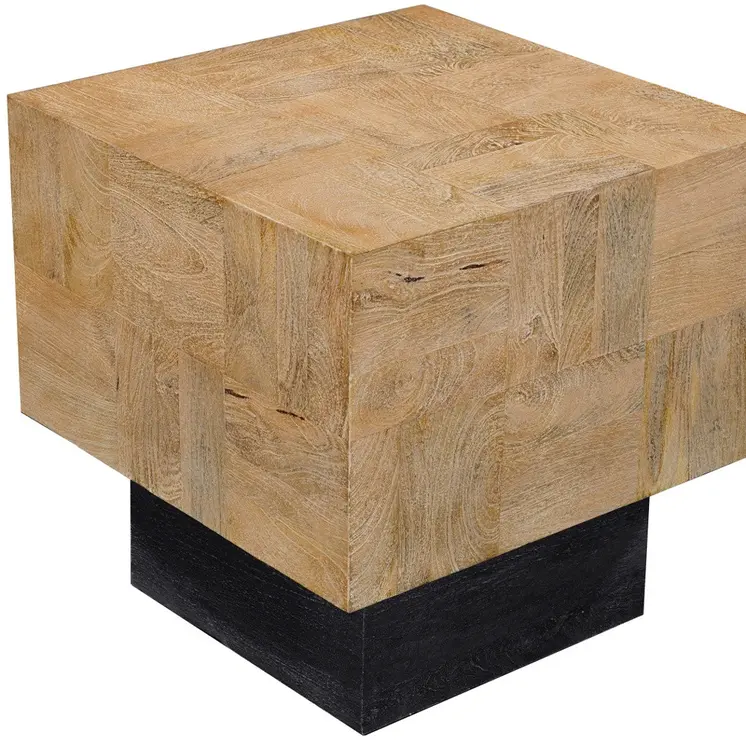 22" Black And Brown Solid Wood Square End Table